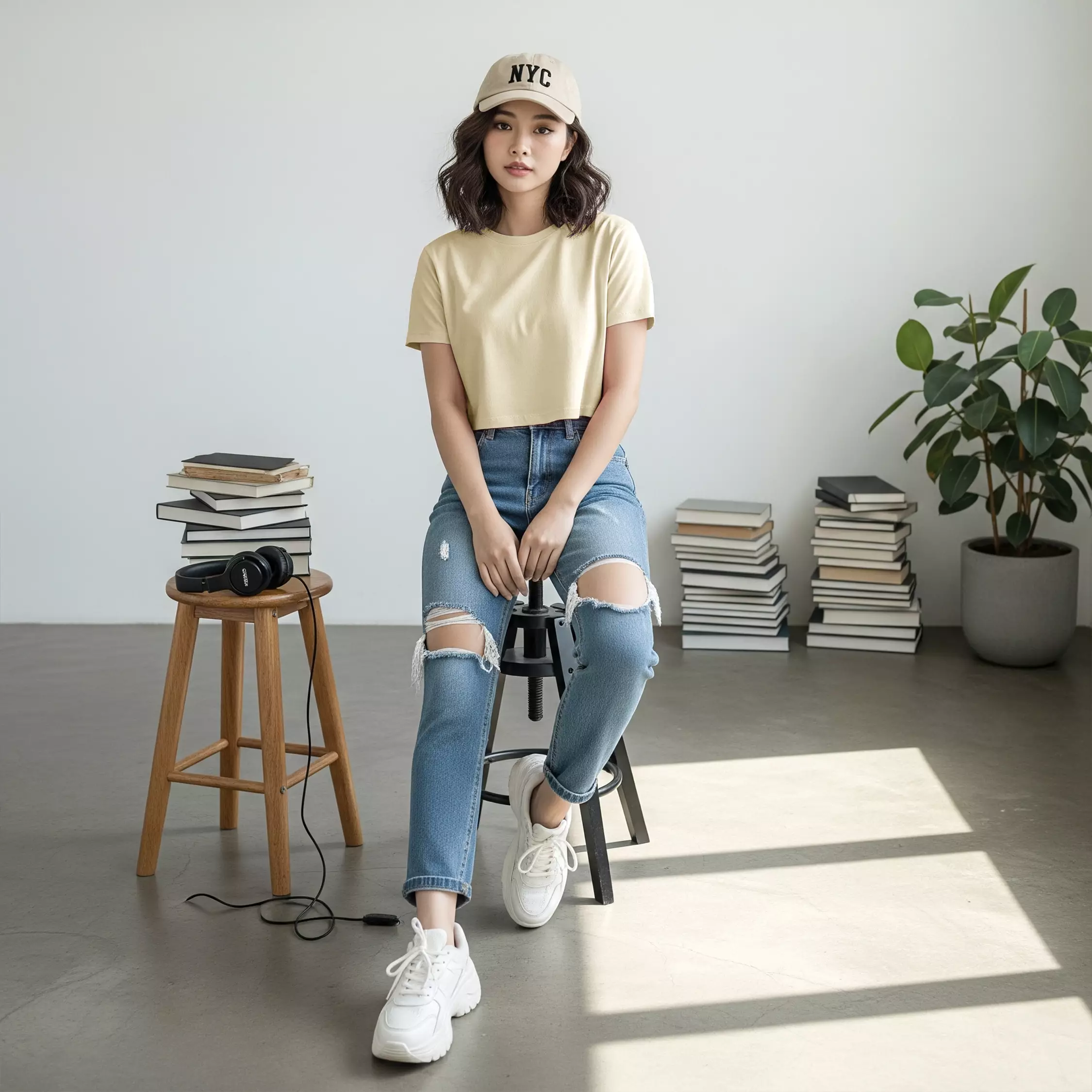 Kale VIONA BEIGE / Atasan Crop Wanita / Kaos Wanita / Baju Cewek