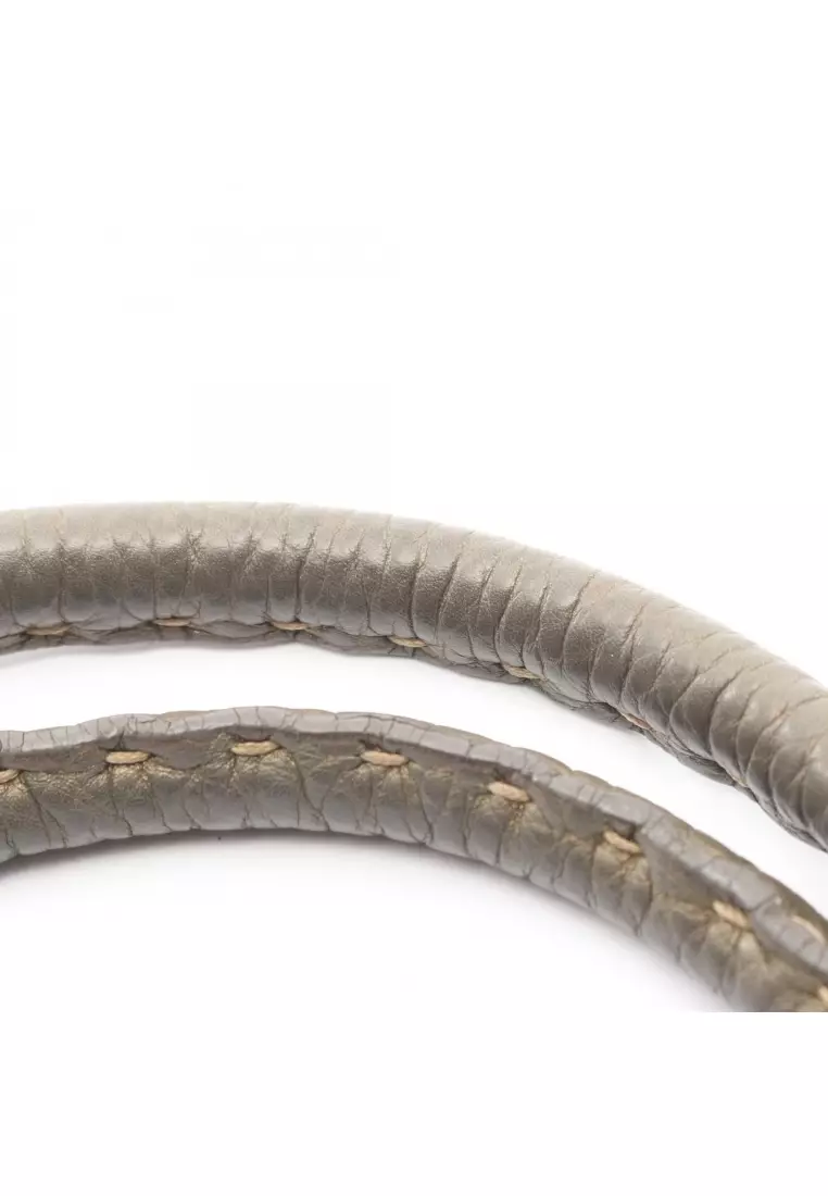 Pre-Loved Fendi Selleria doctor's bag metallic Handbag leather Khaki green