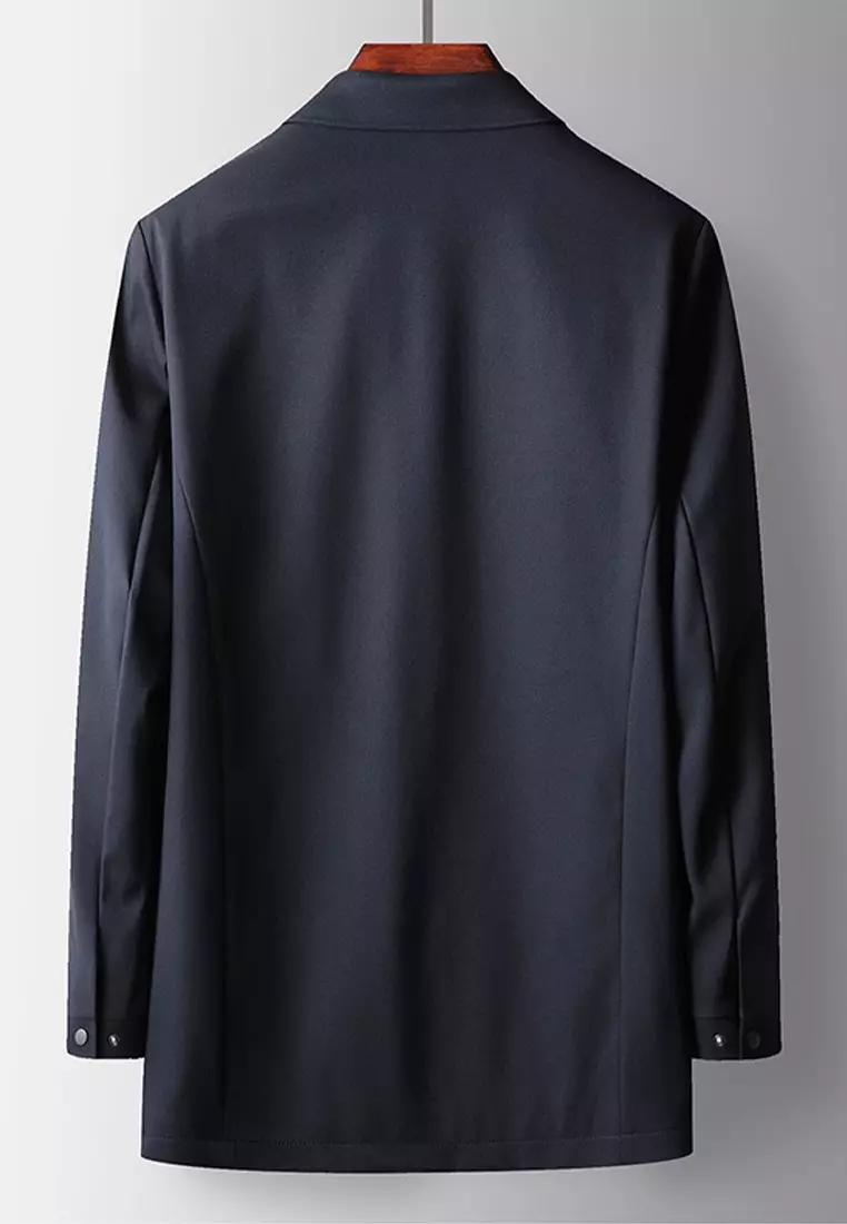 Funmoon Homme Classique Trench Coat Slim Fit Mi Long Printemps Et - 11