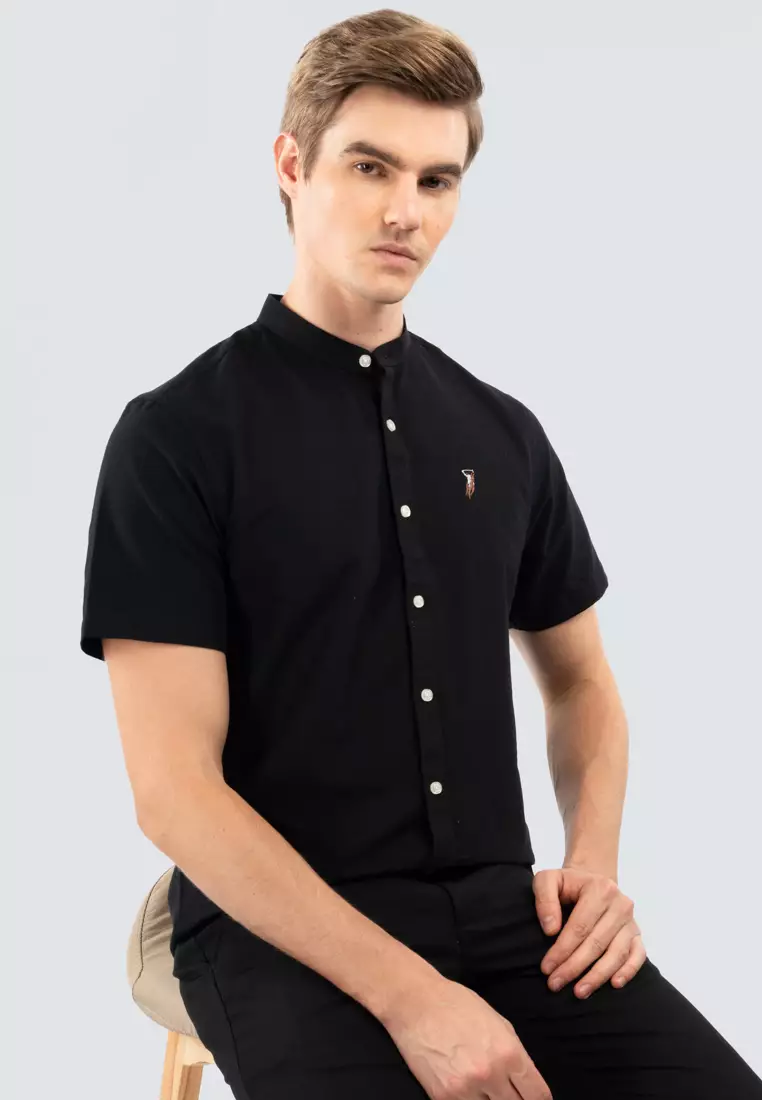 Polo Haus - Men’s Cotton Mix Signature Fit Mandarin Collar Short Sleeve MBSSE003