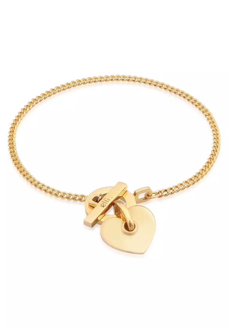 Gold t bar best sale bracelet with heart