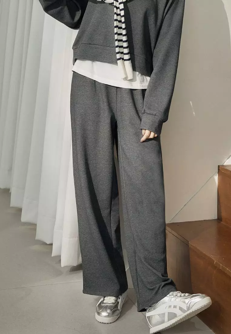 Relaxed-Fit Casual Pants with Stretch Elastic Waistband [BA7370]