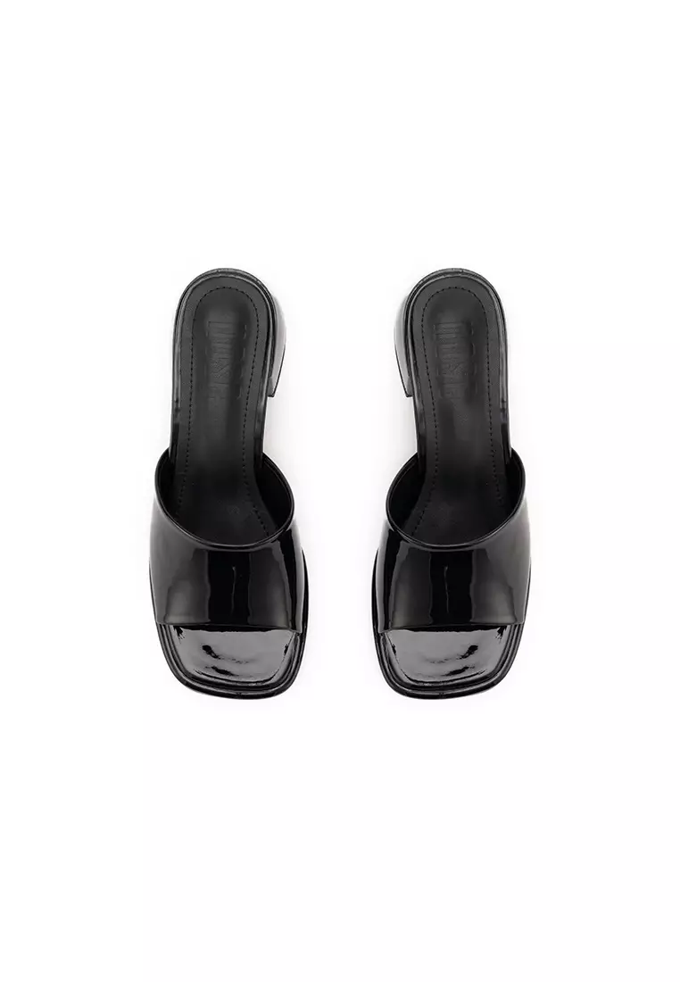 SQUARE TOE CHUNKY LOW HEEL SLIDE 宽面矮跟拖鞋