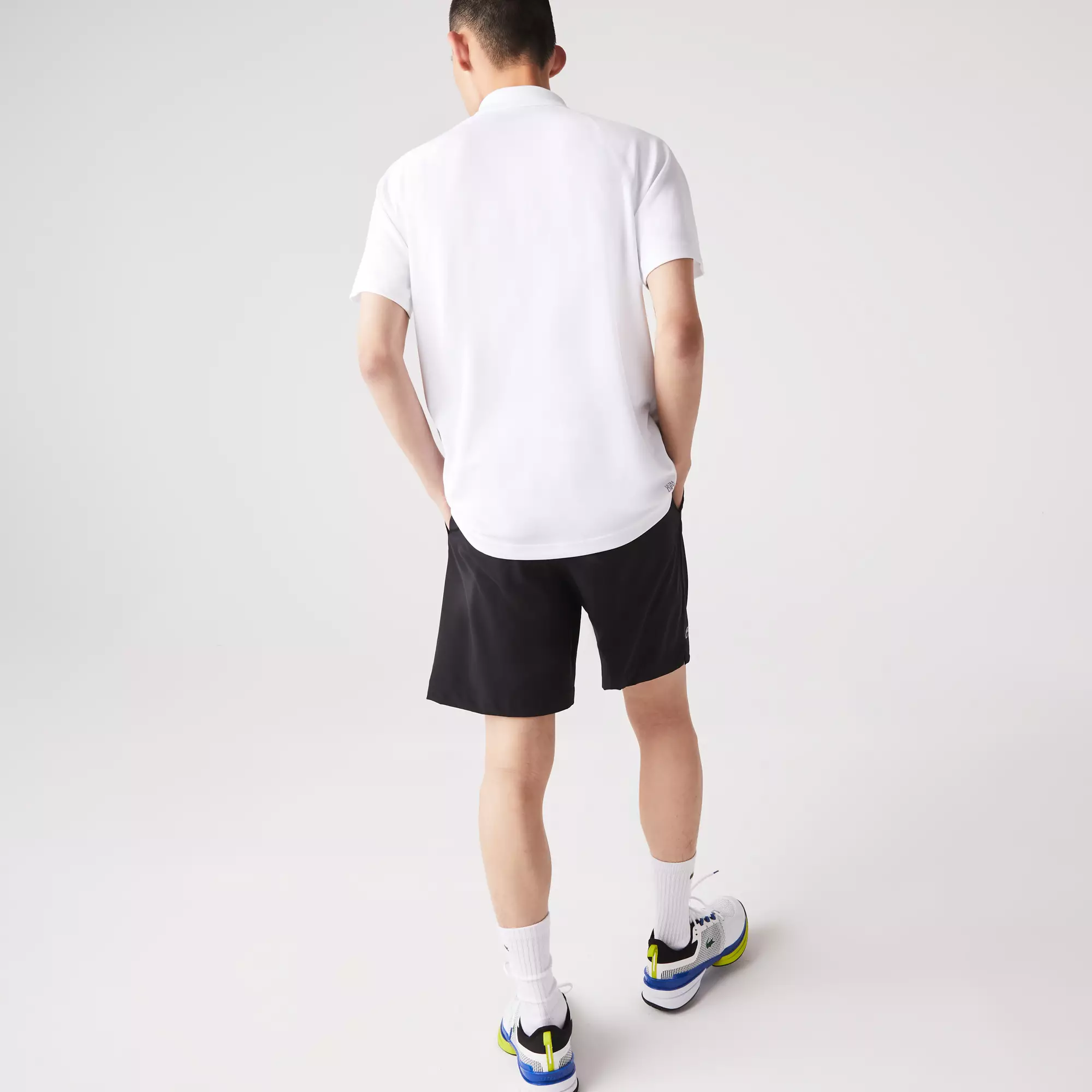 Men's Lacoste SPORT Breathable Run-Resistant Interlock Polo Shirt - WHITE