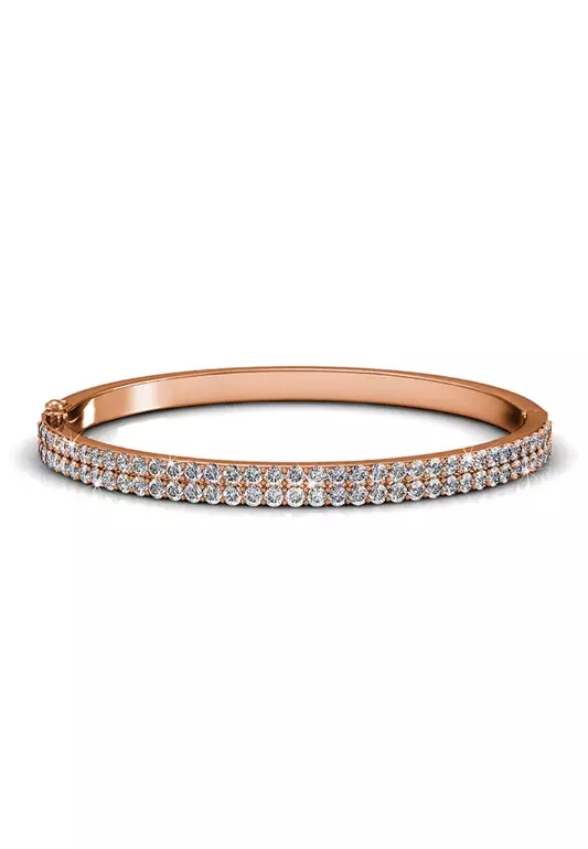 Alexa Bangle Embellished with SWAROVSKI® crystals-Rose Gold/Clear