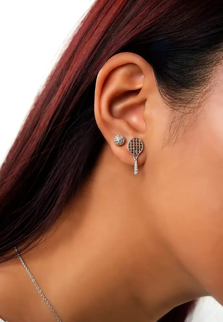 Racket & Ball Duo Stud Earrings in Vermeil White Gold D/E-VVS/VS (0.37ct TDW)