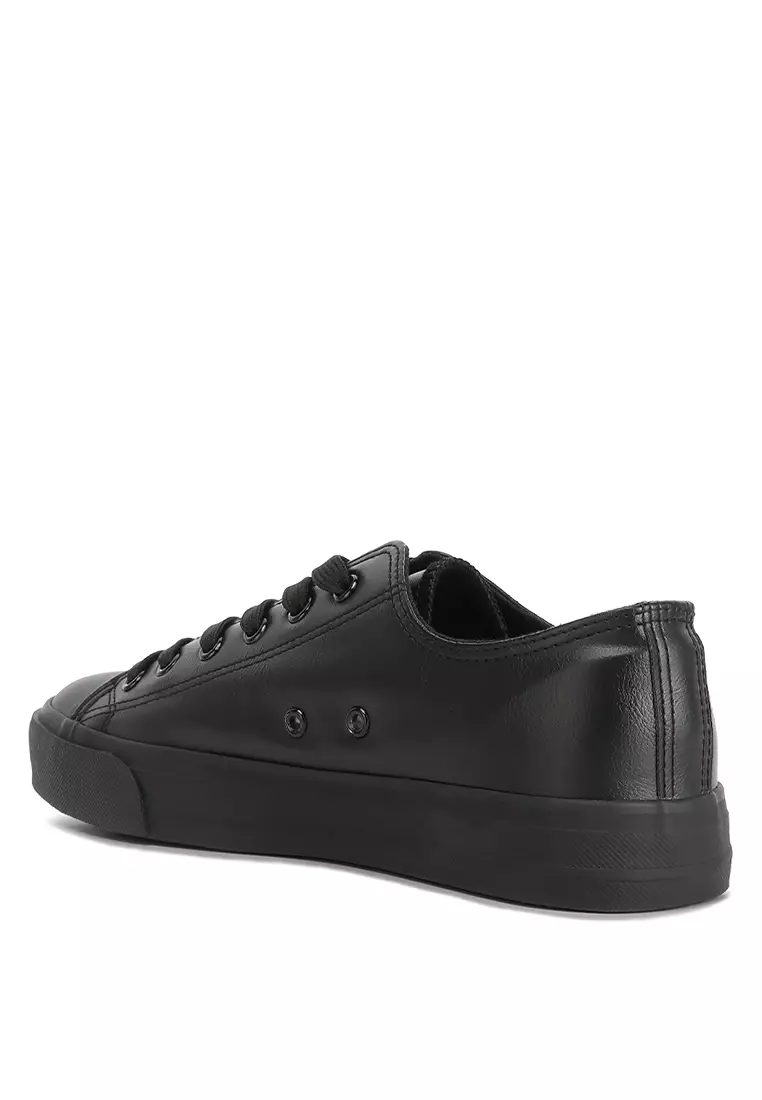 Buy London Rag Black Lace-up Basic Sneakers Online 