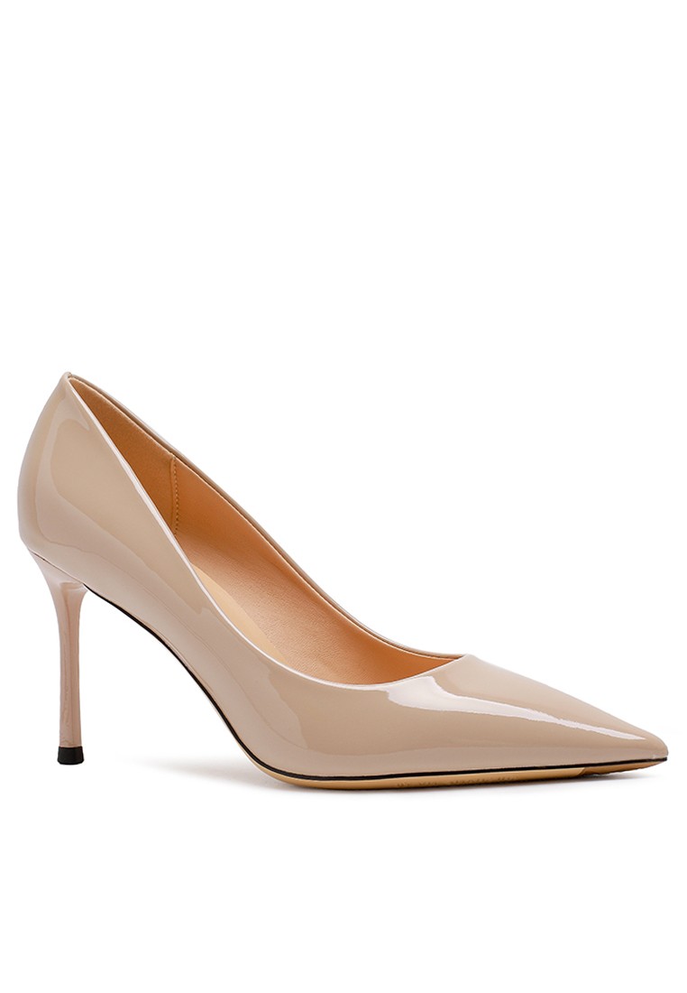8.5CM Pointy Faux Patent Leather Pumps TE7198-3