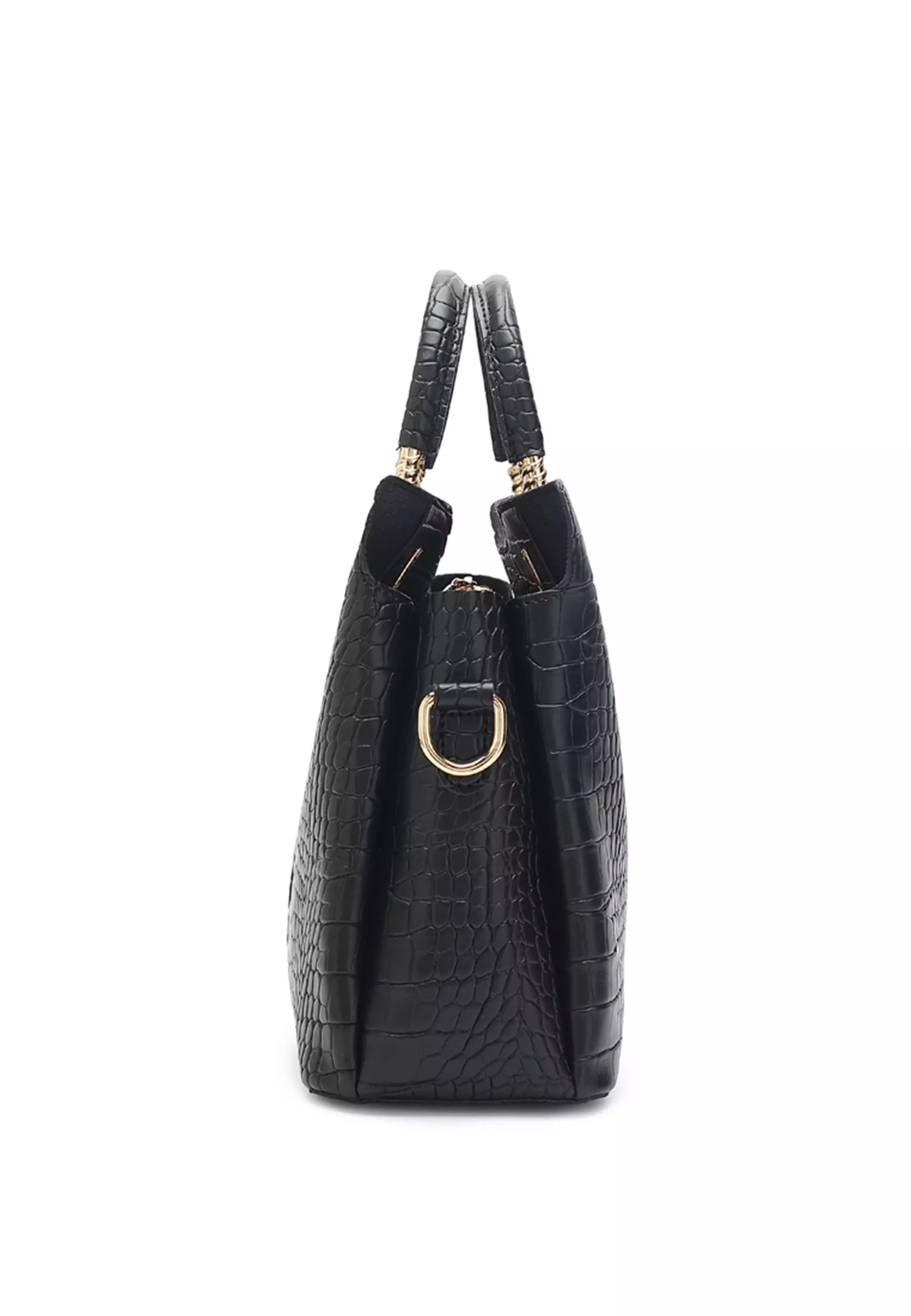 Women's 3-in-1 Handbag with Pouch & Purse - Black