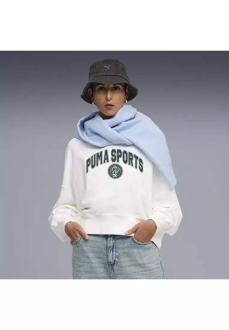 Wardrobe Essentials Sports Legacy Oversized Graphic Crew Sweatshirt Women