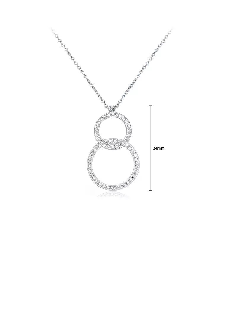 Fashion and Simple Double Circle Pendant with Cubic Zirconia and Necklace
