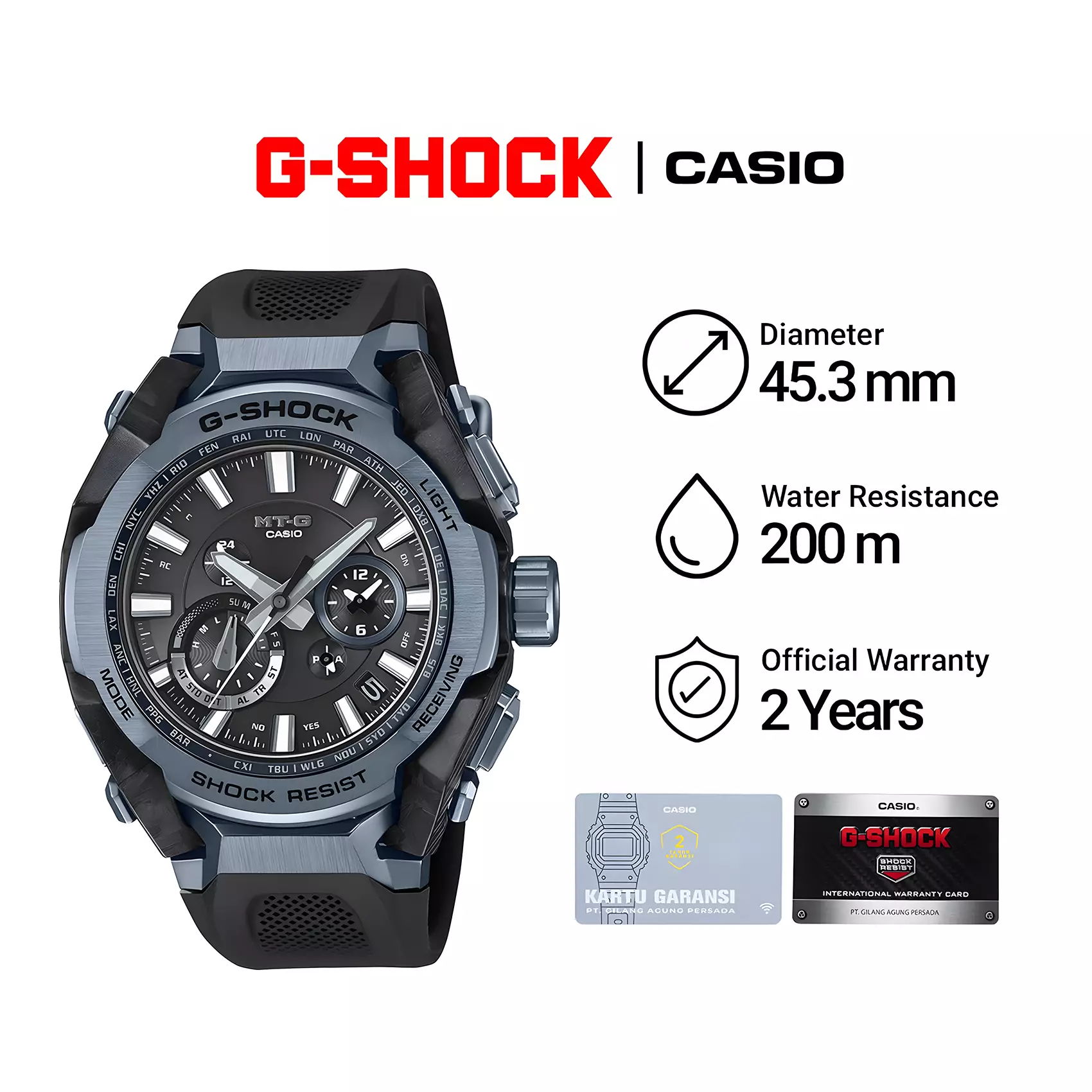 Casio G-Shock JDM Watch - Jam Tangan Pria - Carbon Case - Black Resin Band - MTG-B4000B-1A2