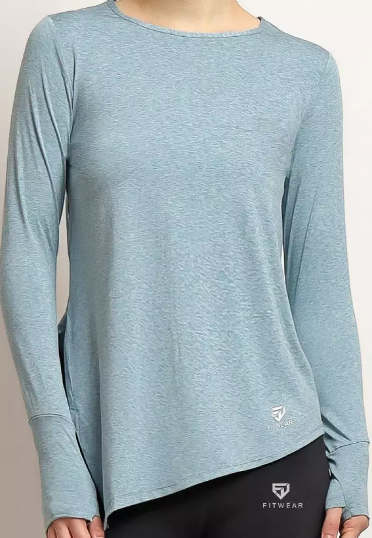 Fitwear - Kaos Olahraga Wanita FITWEAR NEW AURORA DRYFIT SIDE TIE OVERSIZE L/S - QUEEN BLUE