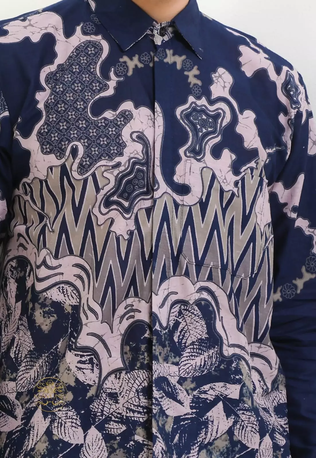 Respati Navy Kemeja Batik Pria Premium Lengan Panjang NLN