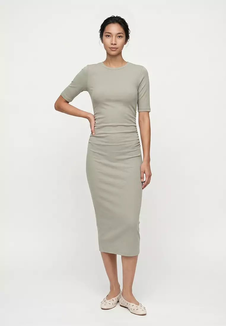Buy DeFacto Bodycon Body Hugging Crew Neck Basic Plain Rib Short Sleeve  Midi Dress E6003Ax25Sp 2026 Online | ZALORA Philippines