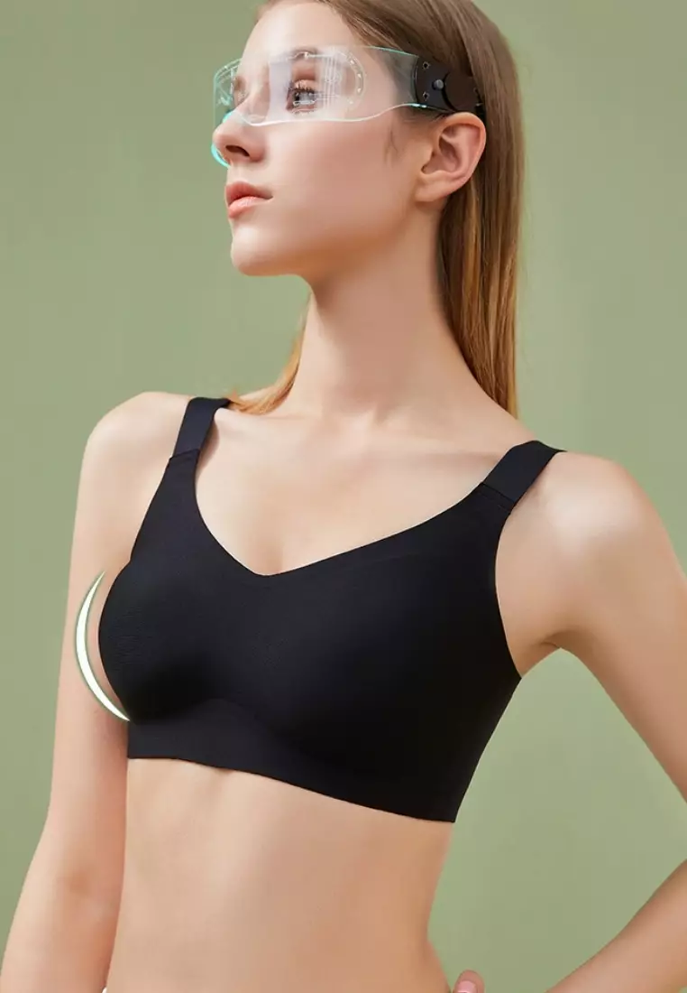 2 Pack Premium Melinda Seamless Wireless Padded Support Bra in Wine and Black