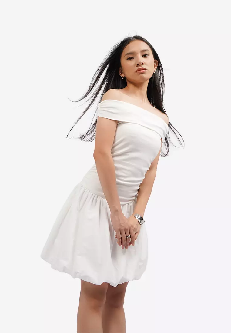Off Shoulder Mini Balloon Dress