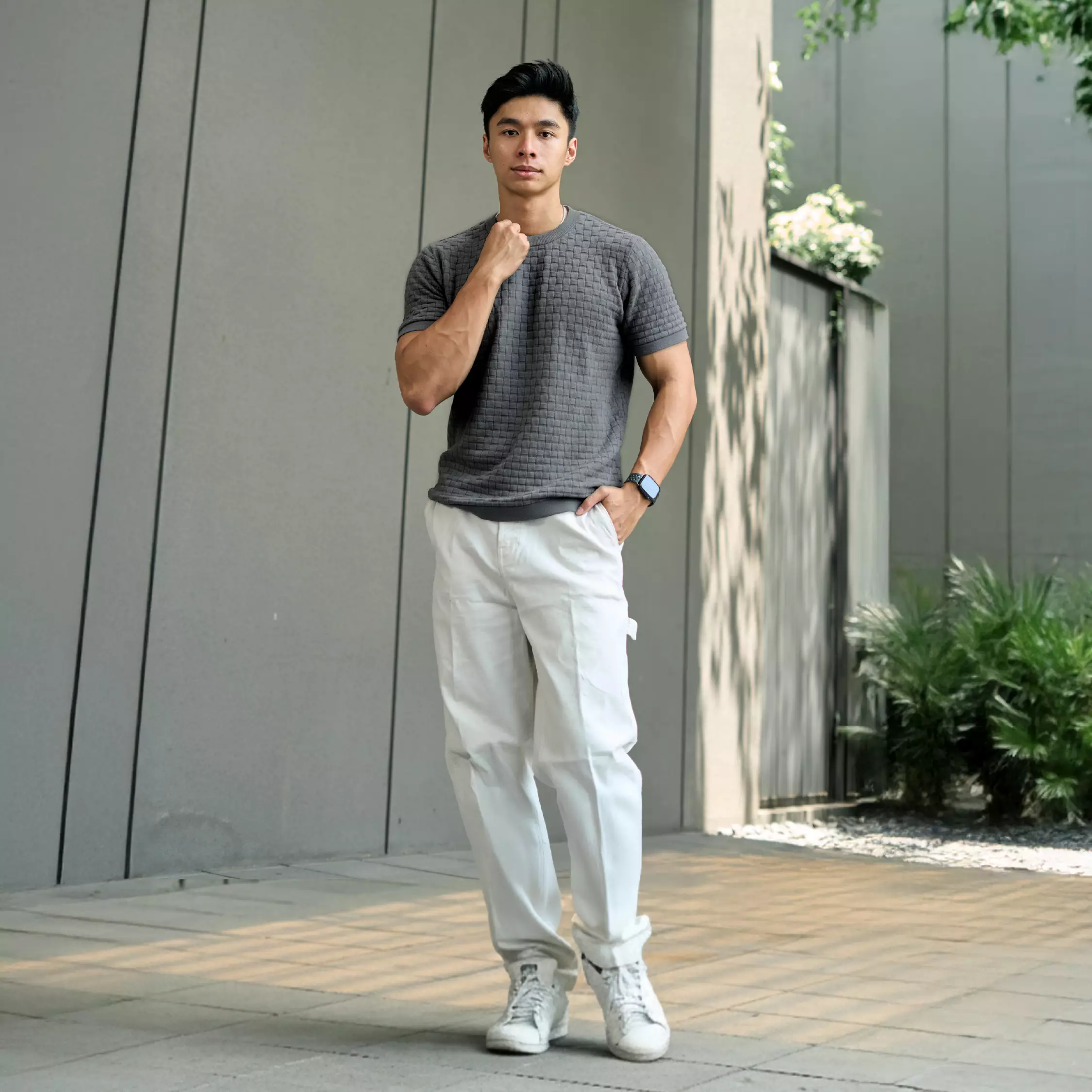 Kale OLIVER GREY / Atasan Rajut Pria / Sweater Rajut Tangan Pendek / Baju Pria