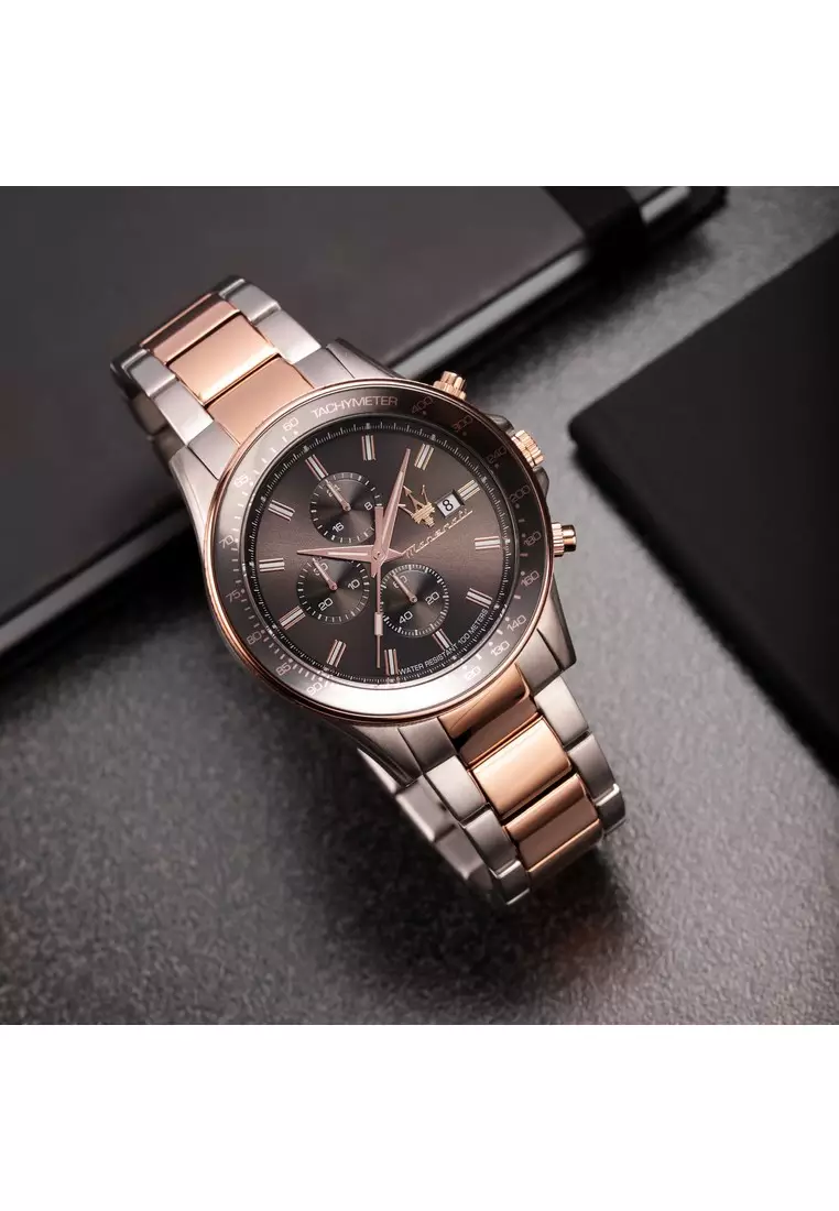 【2 Years Warranty】Maserati Sfida 44mm Brown Dial Men's Chronograph Quartz Watch R8873640014