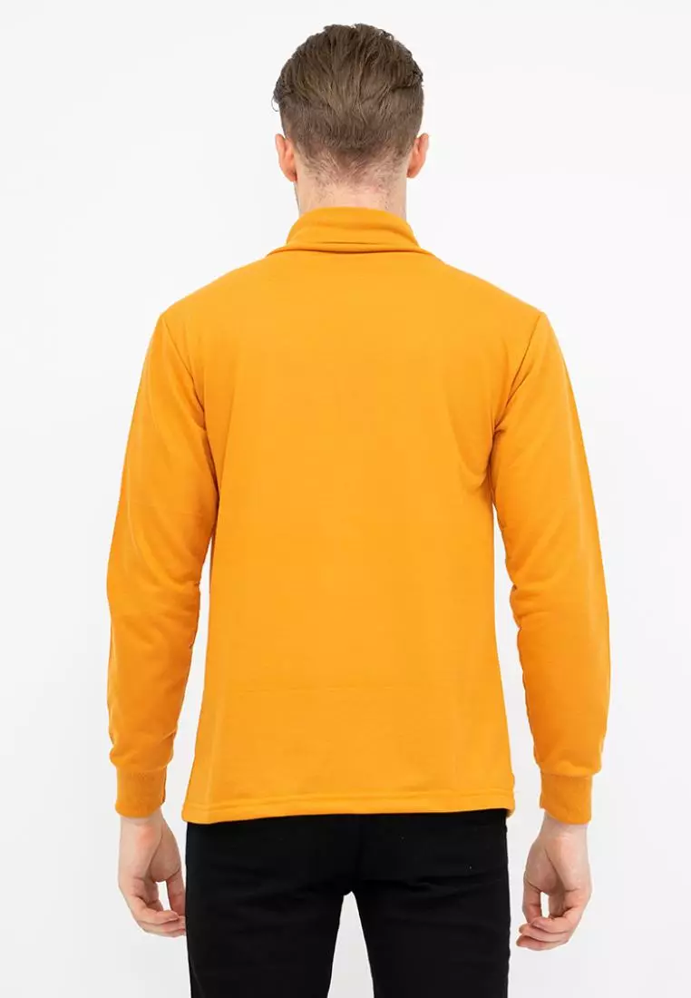 Turtle Neck pria lengan panjang mustard kaos kerah tinggi slim fit houseofcuff