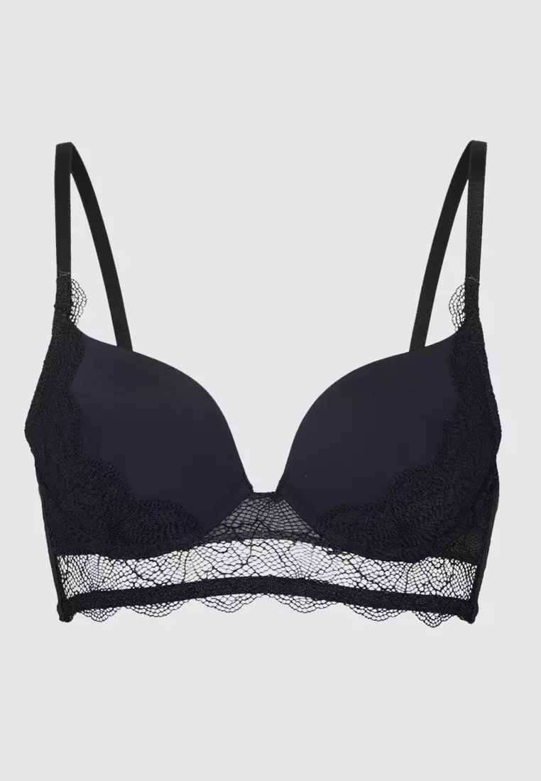 Triangle Plunge Push Up Bra with Lace