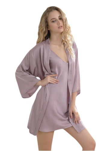LYCKA purple LCB2162-Lady Sexy Robe and Inner Lingerie Sets-Purple 576C8US779B08FGS_1