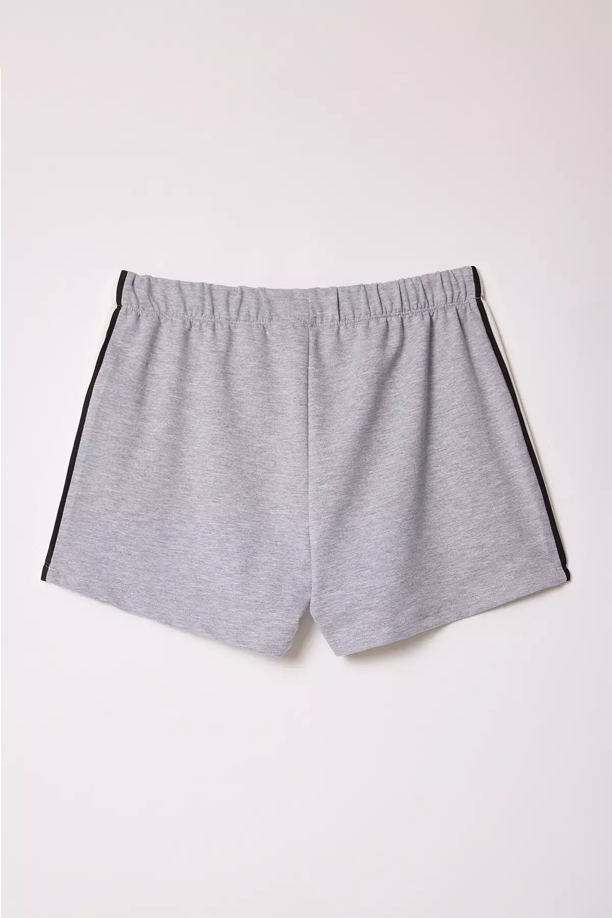 Grey Melange Color Block Mini Shorts & Bermuda TWOSS25SR00063
