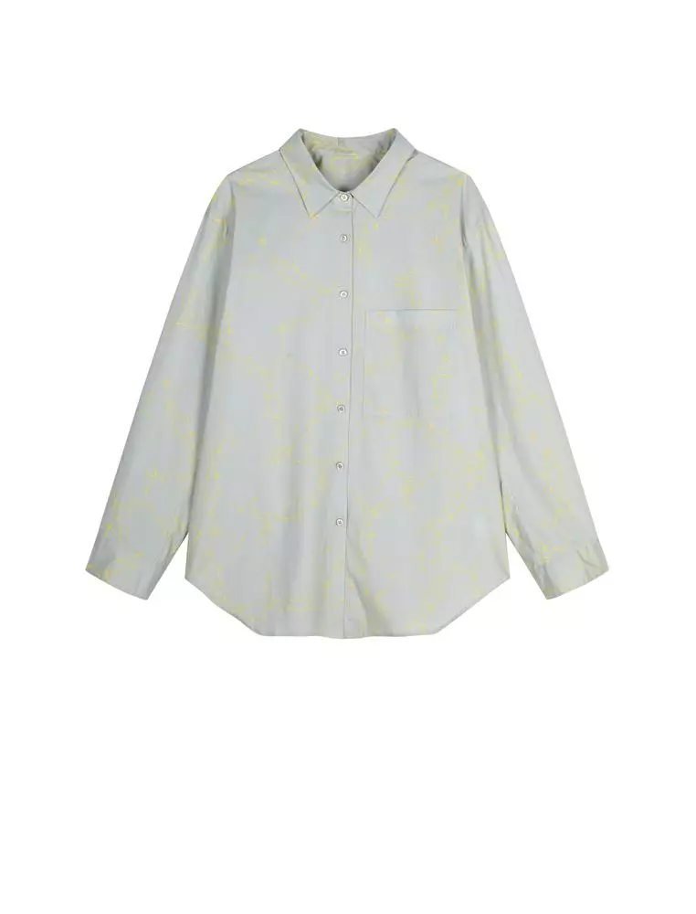 Long Sleeve Collared Printed Shirt