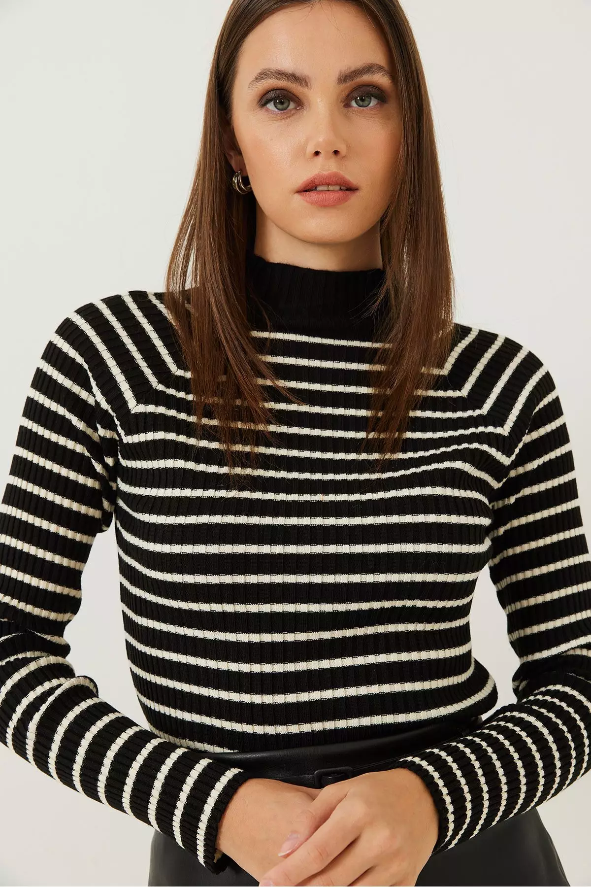 Women's Striped Turtleneck Sweater