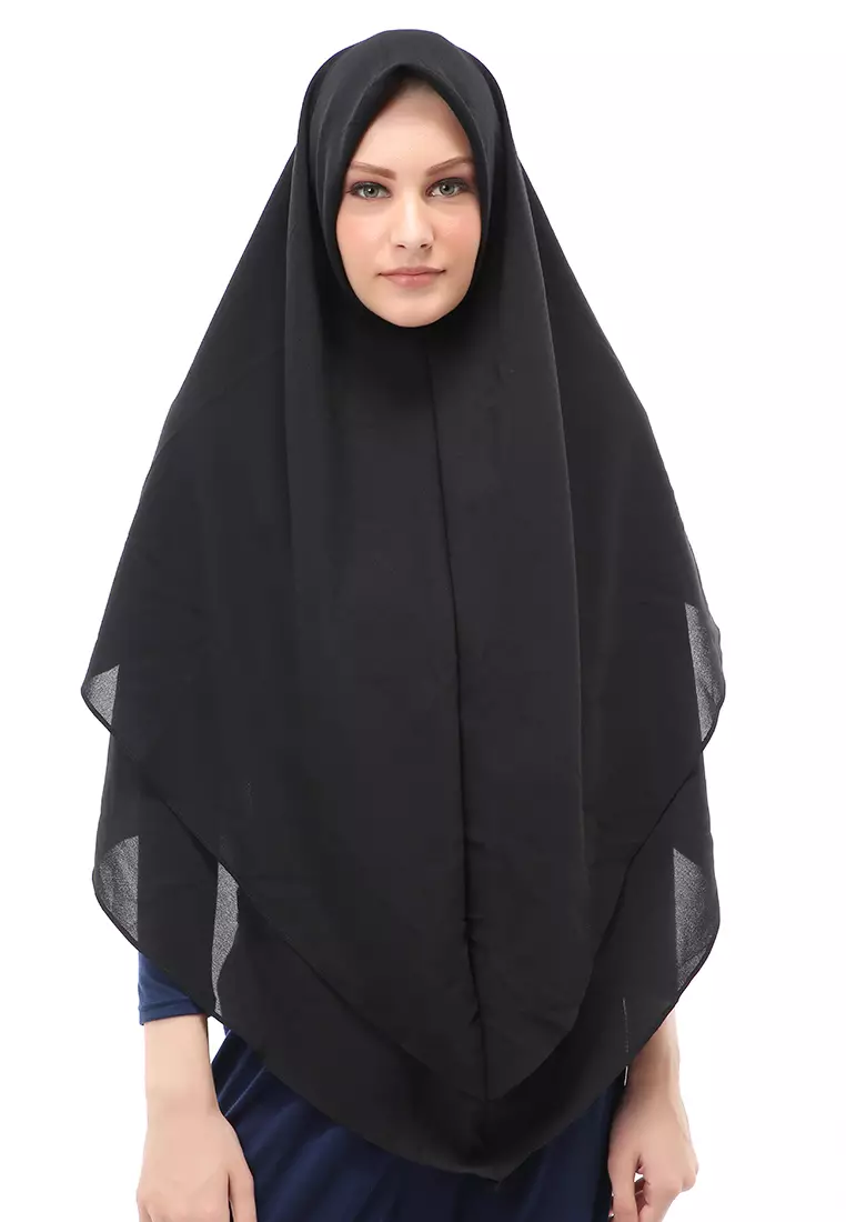 Layla Jilbab Syar'i Jumbo Motif Polos Relaxed Fit - Black