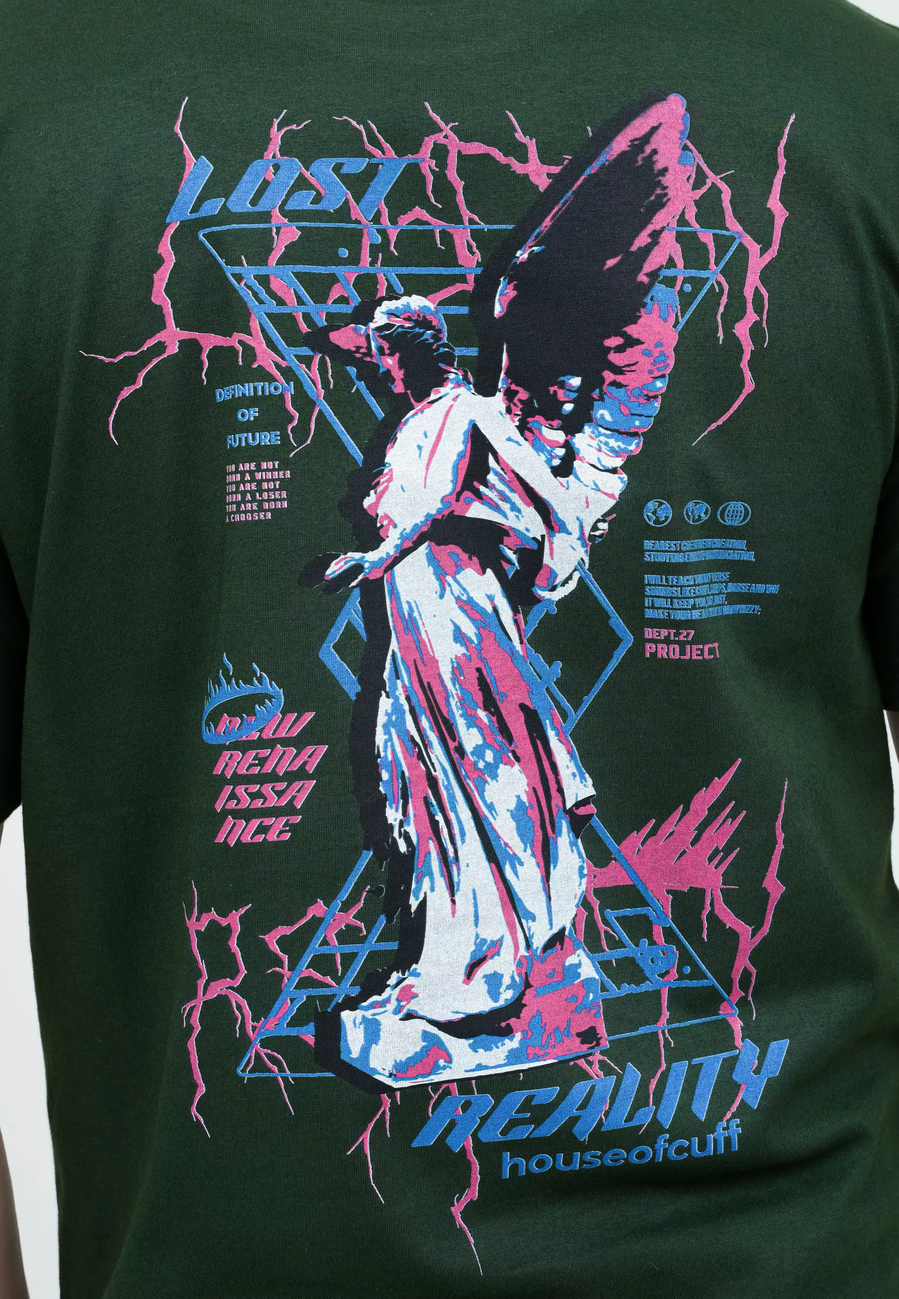 Houseofcuff T-shirt Kaos Hijau Motif Lost Reality Tersedia Size S-4XL