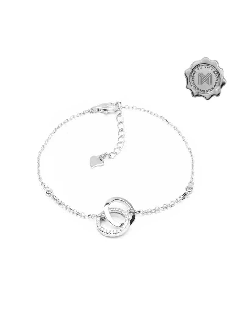 Made For The Night Links Cubic Zirconia Silver Bracelet with 925 Sterling Silver