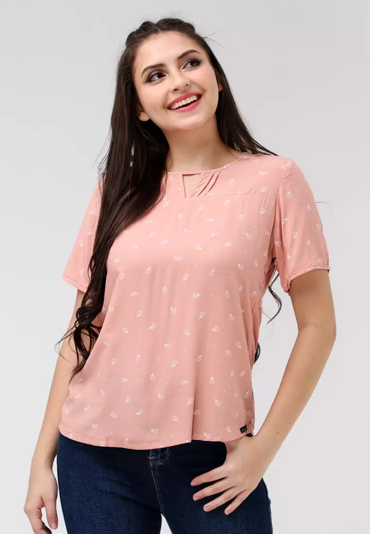 Woven Printed Rayon Short Sleeves Blouse