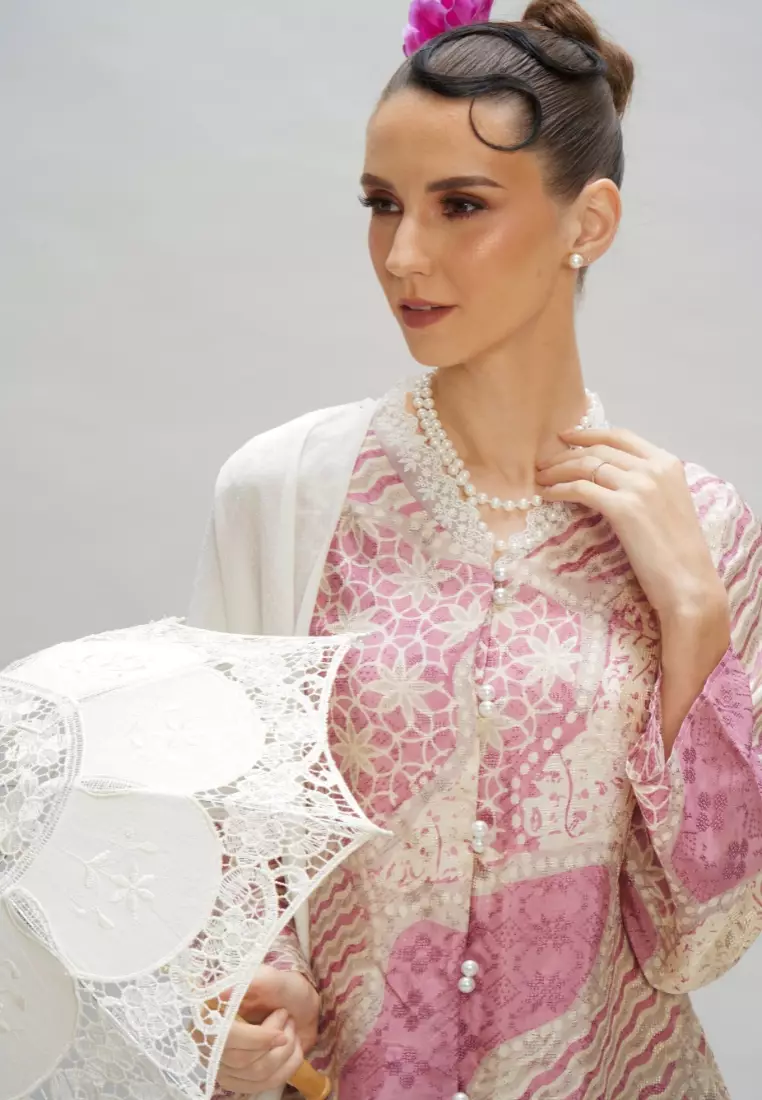 Premium Batik Kebaya & Satin Wrap Skirt Modern Baju Kurung