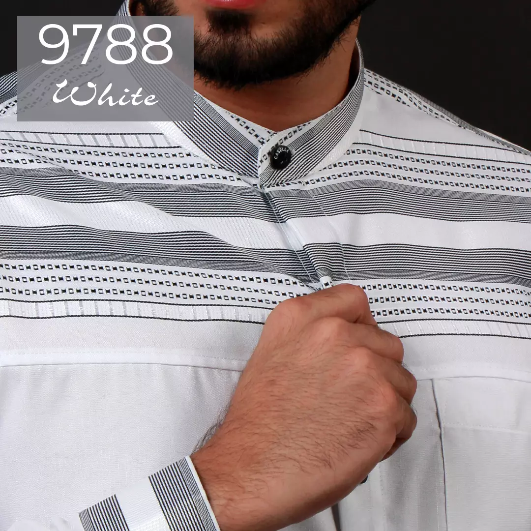 Casella Baju Koko Pria Lengan Panjang Exclusive Premium Blue 9788 White