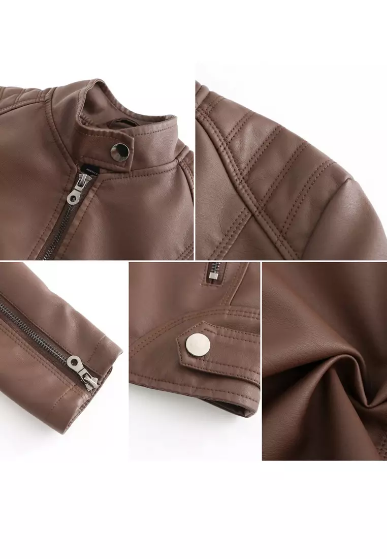 Slim Faux Leather Jacket AD-N767