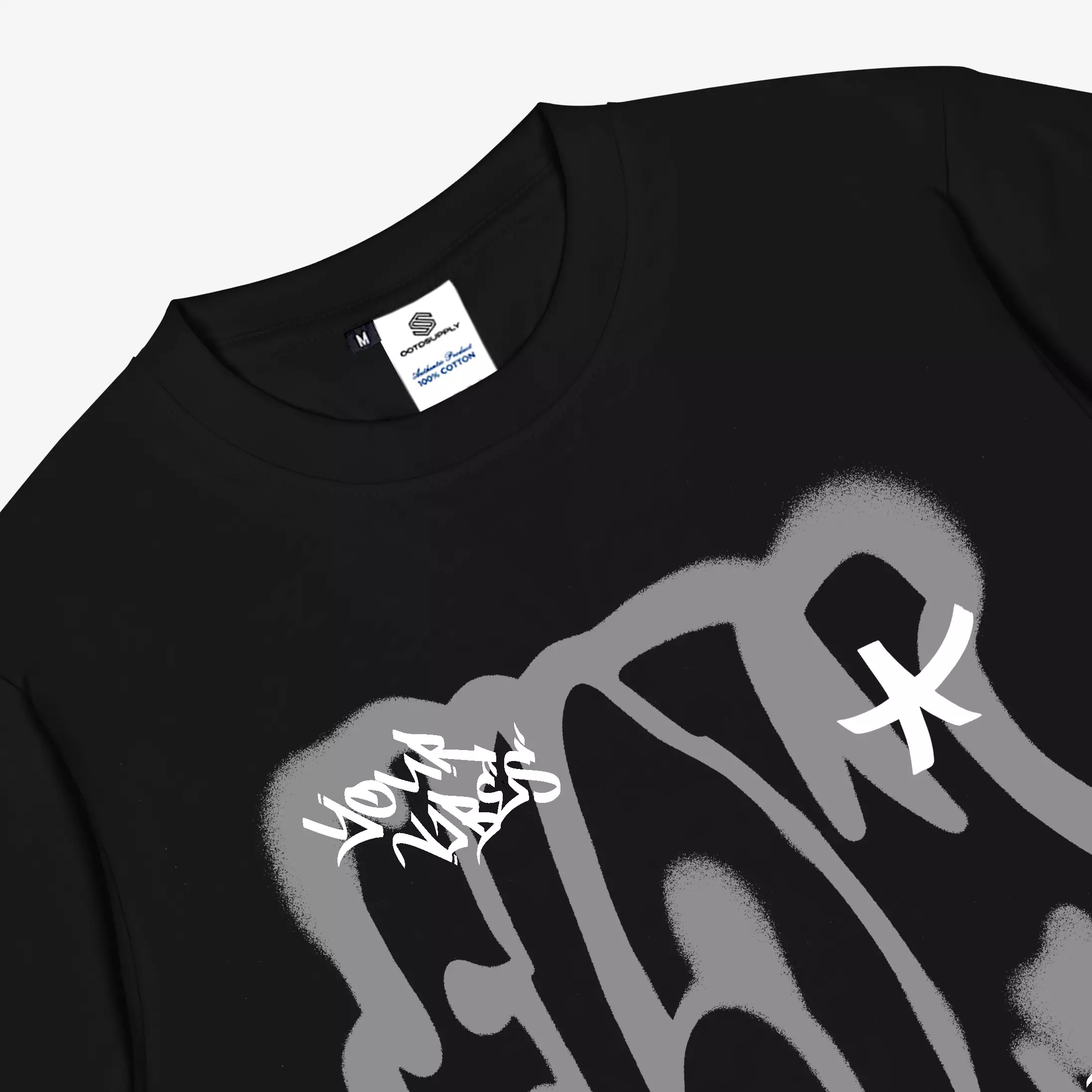 OOTDSUPPLY Reguler Tshirt 24s Flow Black & White Color | Kaos Pria & Wanita TS104