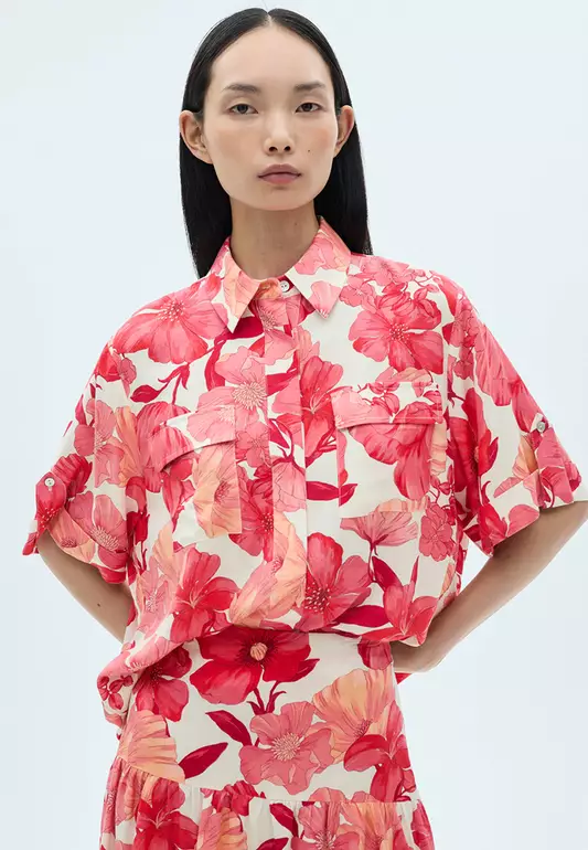 Floral Print Pocket Shirt