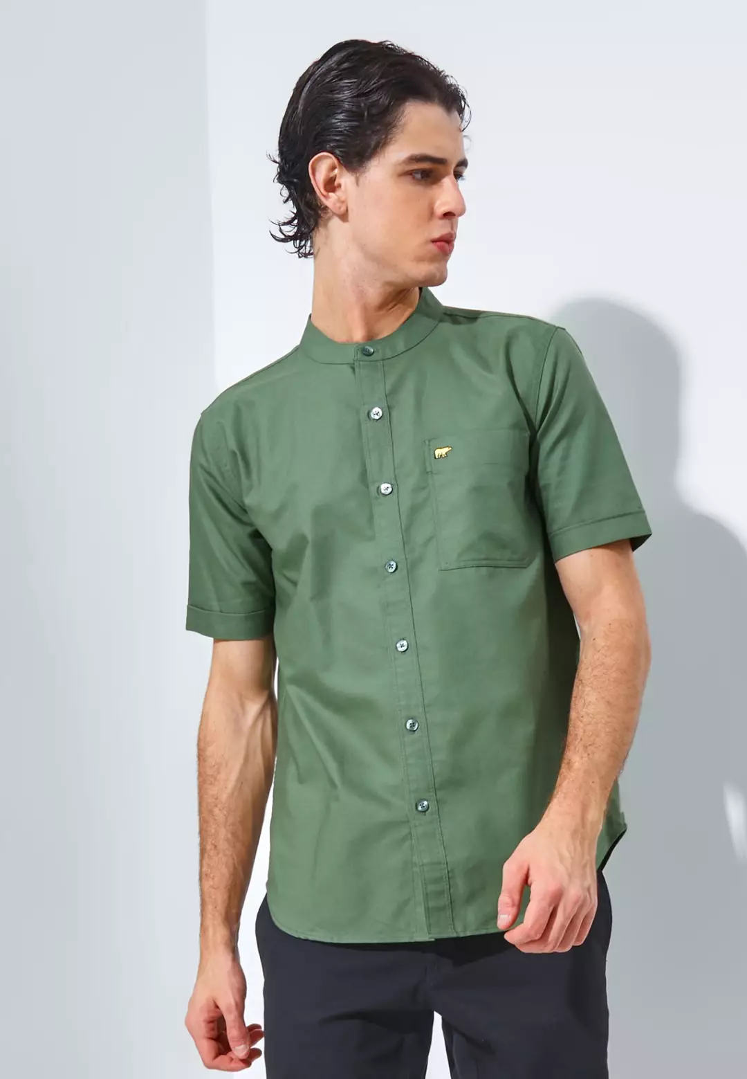 Jack Nicklaus Volga Kemeja Shanghai Pria Pendek Slim Fit Green
