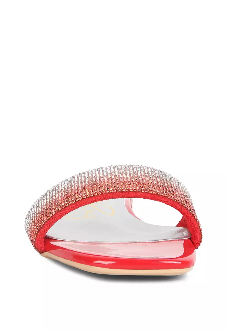 Red rhinestone sale flats