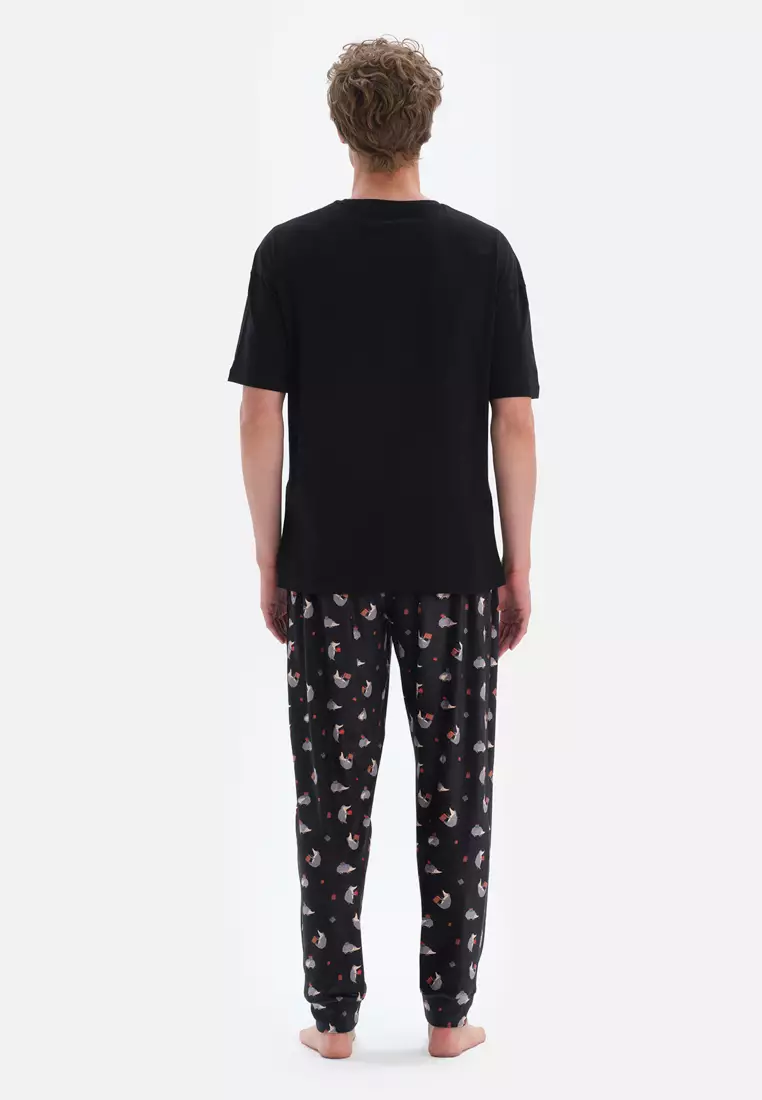 Buy DAGİ Black Christmas Pants, Animal Printed, Slim Fit, Long Leg