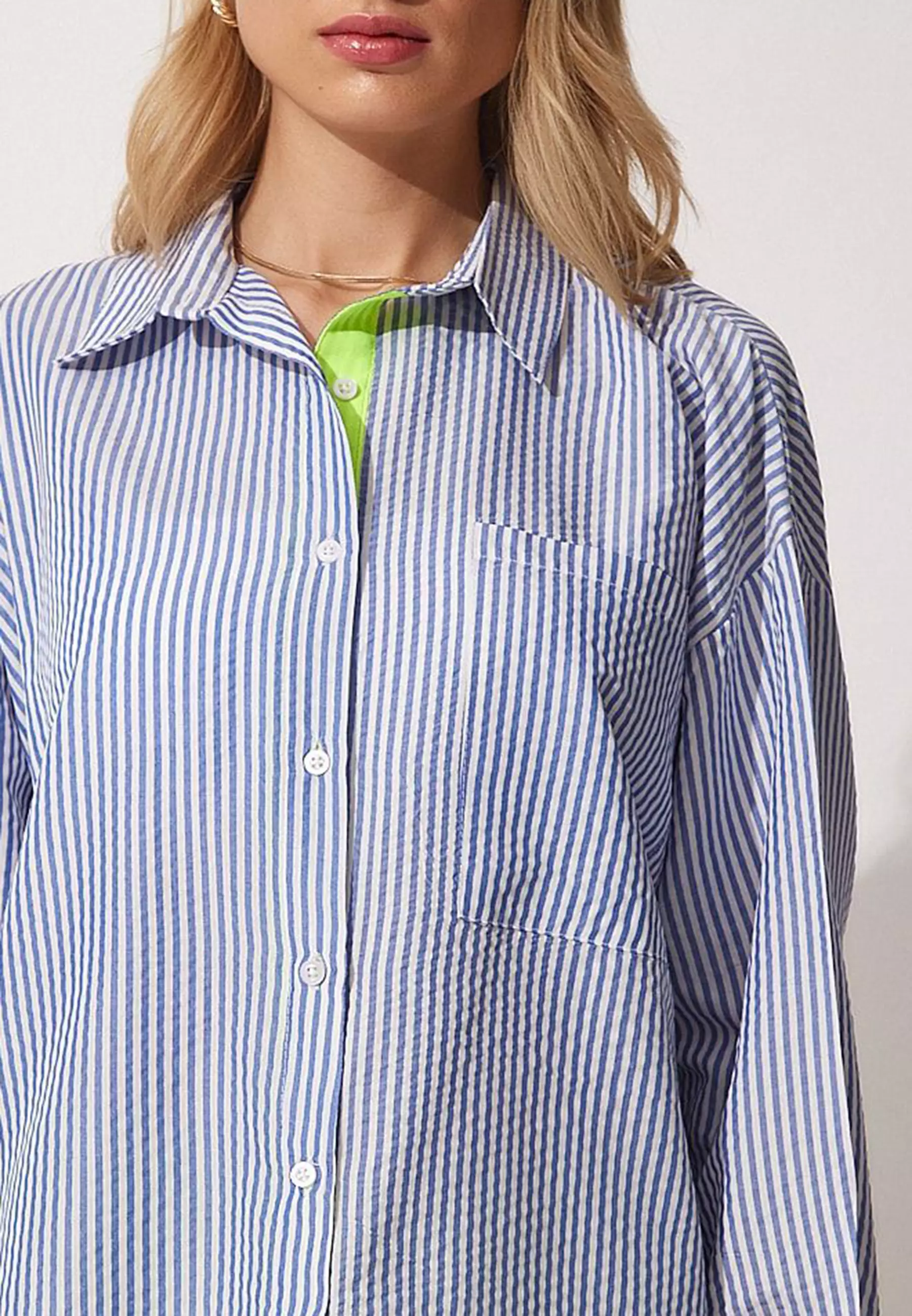 Stripe Back Button Shirt