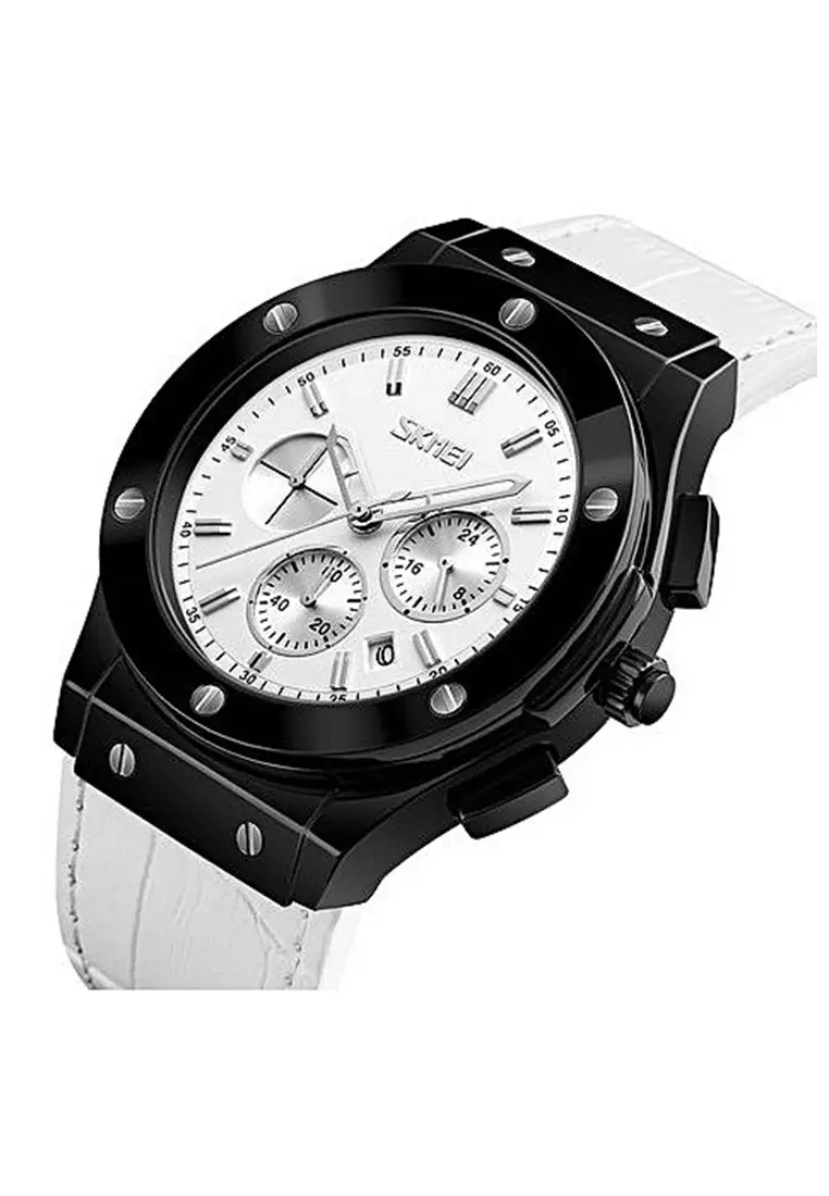 Jam Tangan Analog Elegan Pria Waterproof 30m Strap Tali Material PU Leather MM99 ORIGINAL