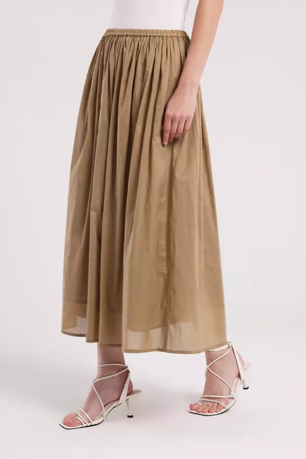 MINIMAL - Pauline - Rok Lebar Bahan Katun - Khaky Warna Khaky