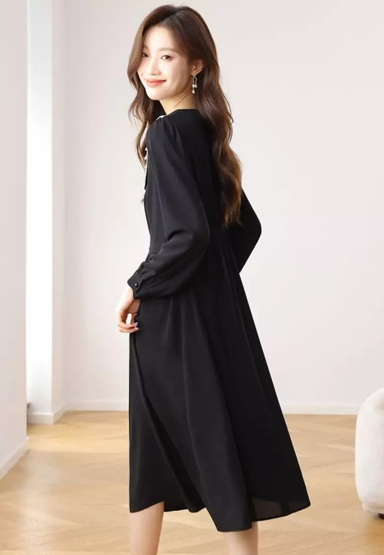 V Neck A Line Slim Dress