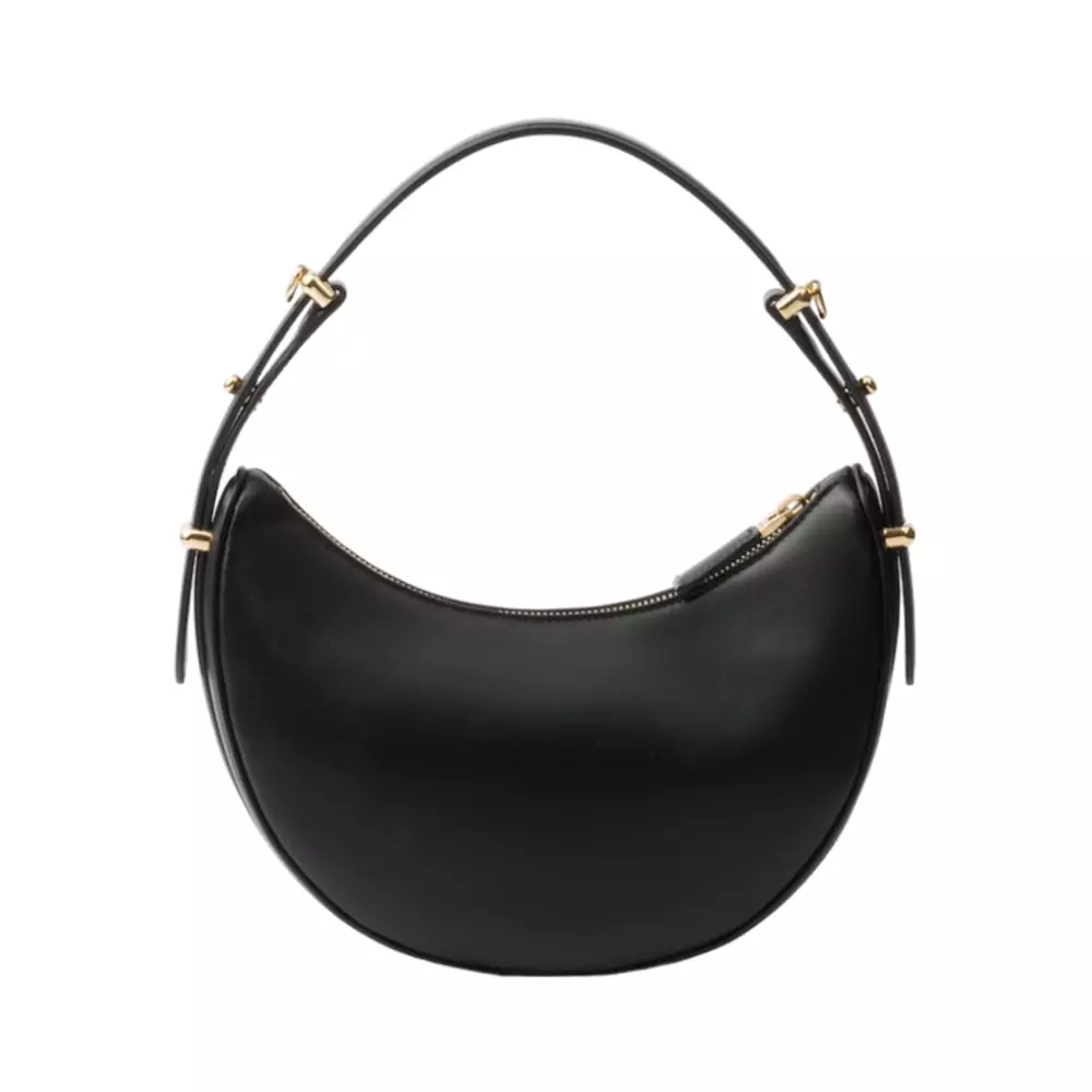 Arqué Leather Shoulder Bag Black