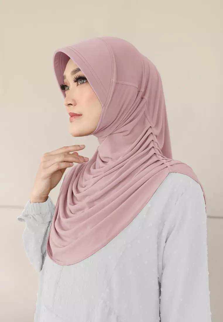 Zelena - Mahika Bergo | Hijab Instan Daily | Bergo Pad Kerut - Blush Pink