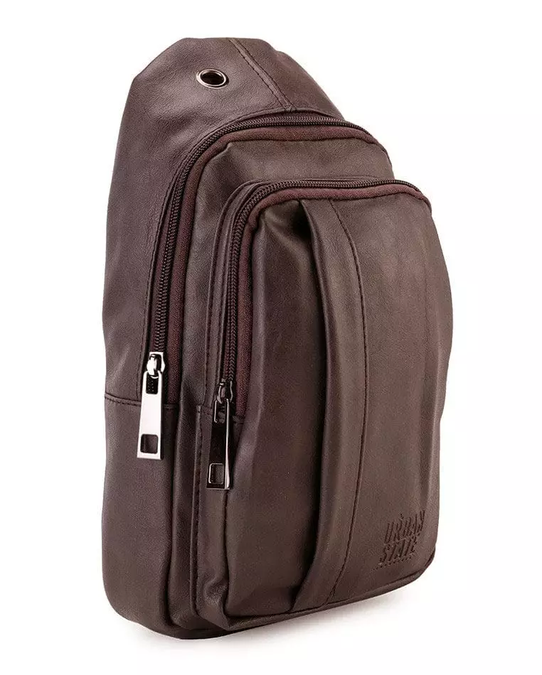 Distressed Leather Pocket Slingbag