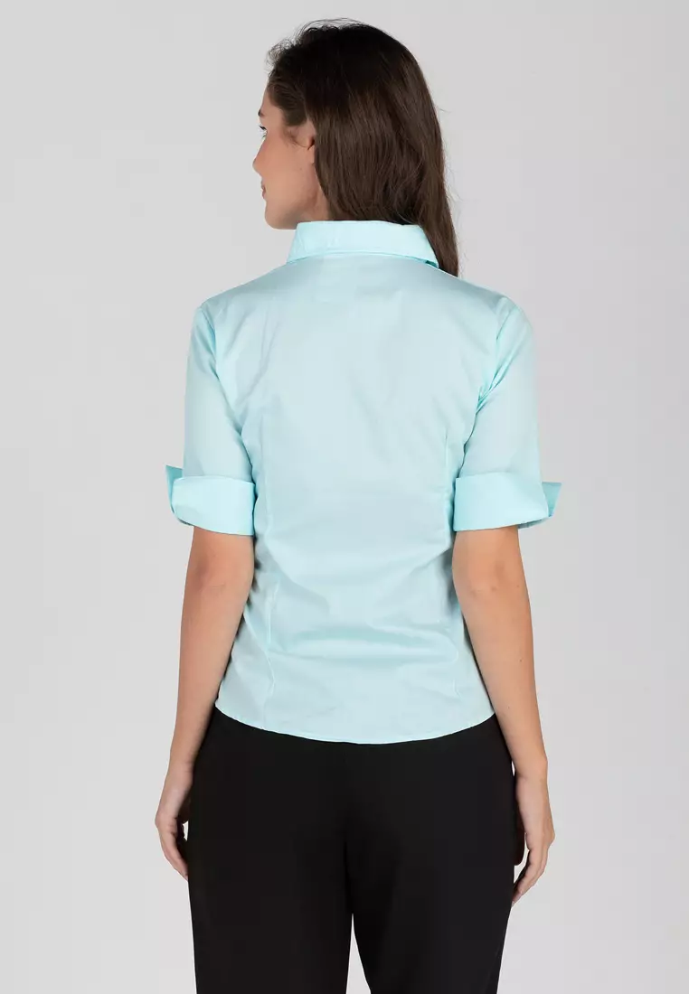 Diana 3/4 Sleeve Pinstripe Button Down Office Blouse