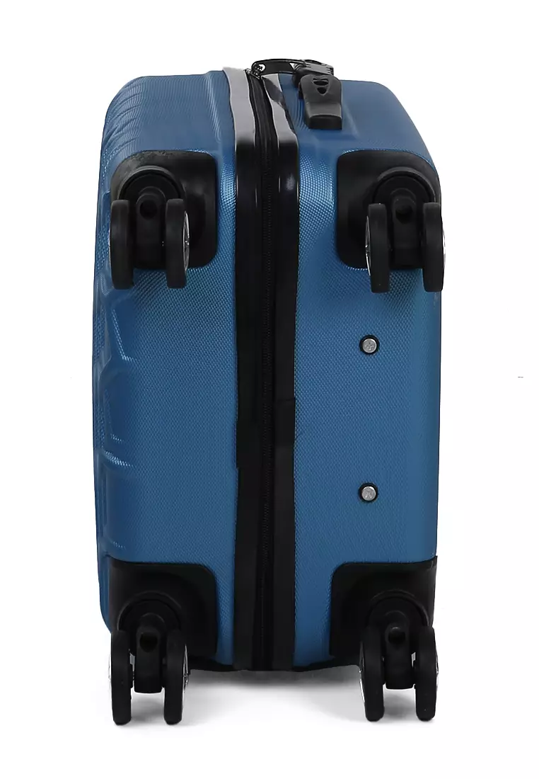 Carlton Koper Hardcase Desain Hexagon Size 20 Inch Suitcase Unisex with Rear Compartment Rubber Slot Material ABS+PVC Coated ORIGINAL - Blue